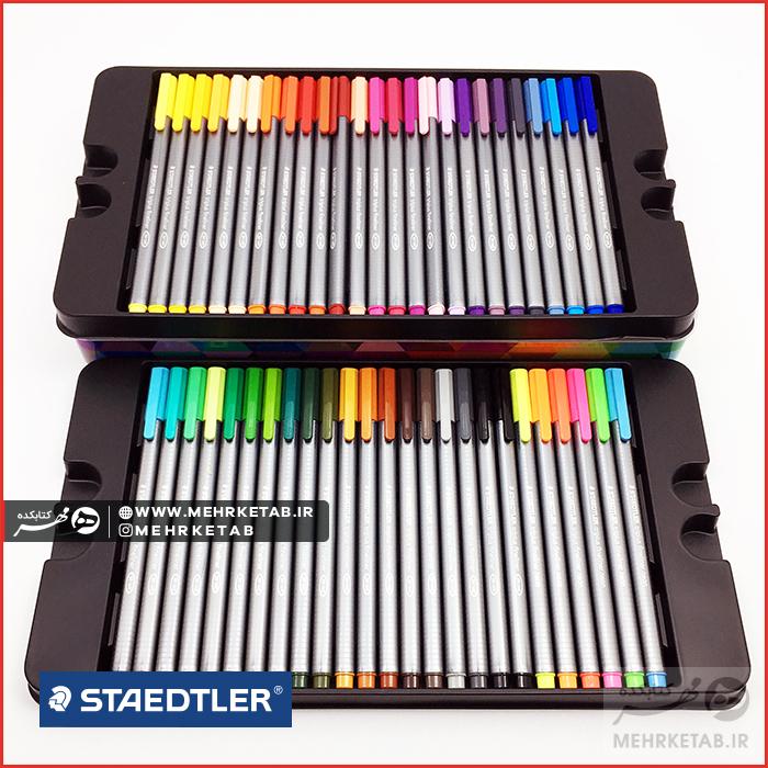 روان نویس نوک نمدی استدلر ۵۰ رنگ جعبه فلزی- Staedtler Fineliner 50 colors - تصویر 3