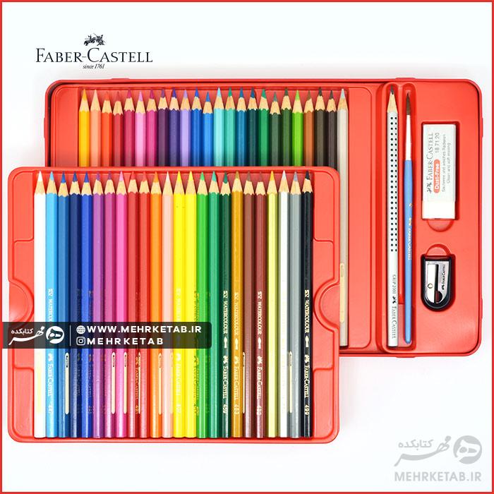 ست طراحی ۴۸ رنگ آبرنگی فابرکاستل 48 Faber castell watercolour pencil sketch set - تصویر 3