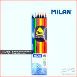 مداد رنگی فلورسنت میلان ۶ رنگ Milan Fluo 6 Color Pencils