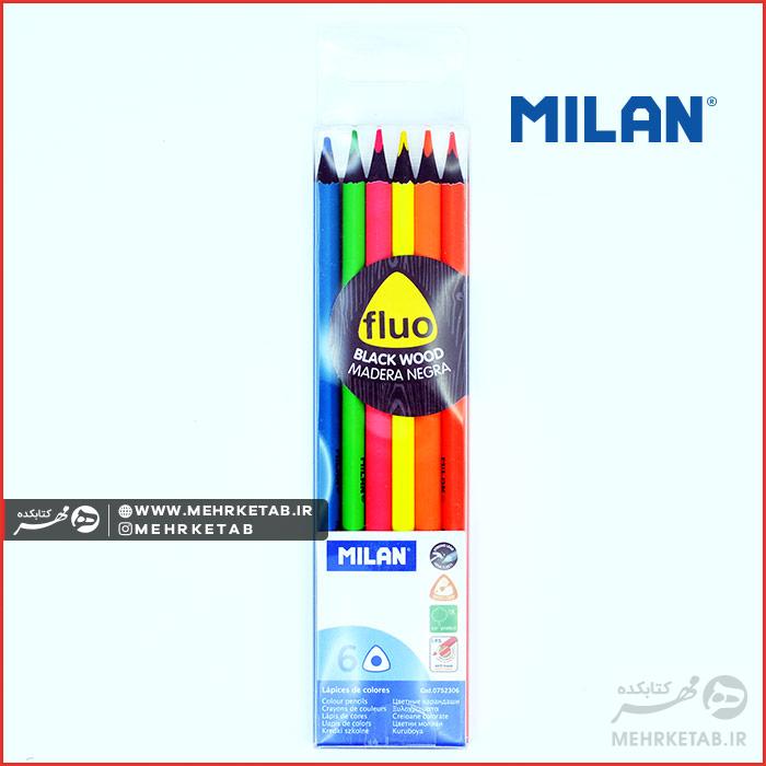 مداد رنگی فلورسنت میلان ۶ رنگ Milan Fluo 6 Color Pencils