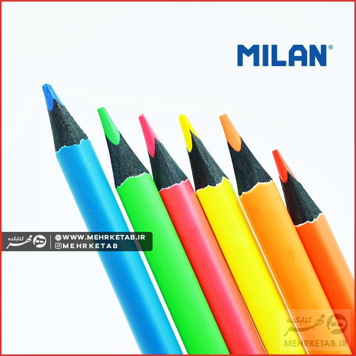 مداد رنگی فلورسنت میلان ۶ رنگ Milan Fluo 6 Color Pencils - تصویر 2