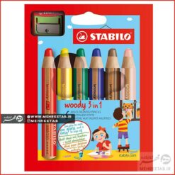 مداد سه کاره وودی استابیلو ست مداد و تراش Woody 3 in 1