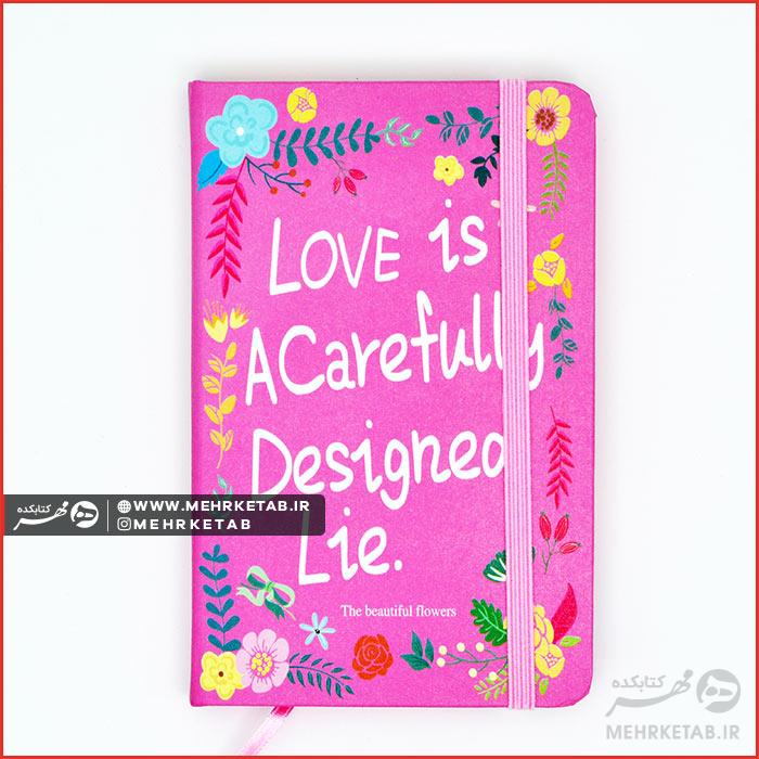 دفتر یادداشت طرح گل نوشته رنگ صورتی
