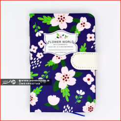 دفتر یادداشت ۴۰۰ صفحه مگنتی طرح گل صورتی سورمه ای