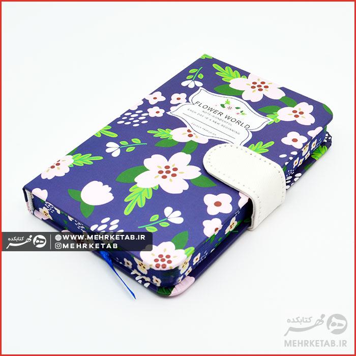 دفتر یادداشت ۴۰۰ صفحه مگنتی طرح گل صورتی سورمه ای - تصویر 2