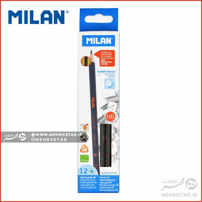 مداد مشکی میلان بدنه مثلثی Milan Graphite HB Ruber Touch 175 - تصویر 2