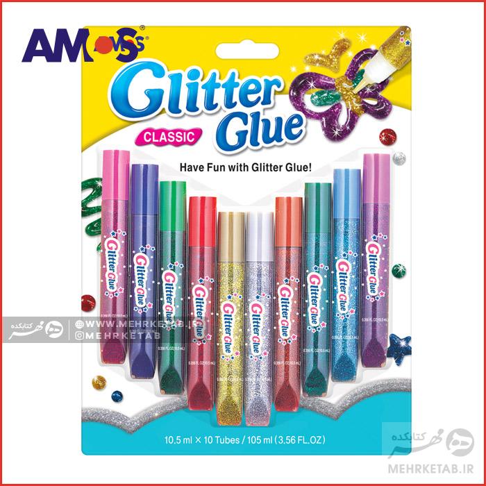 چسب اکلیلی ۱۰ رنگ آموس Amos Glitter Glue 10 Colors