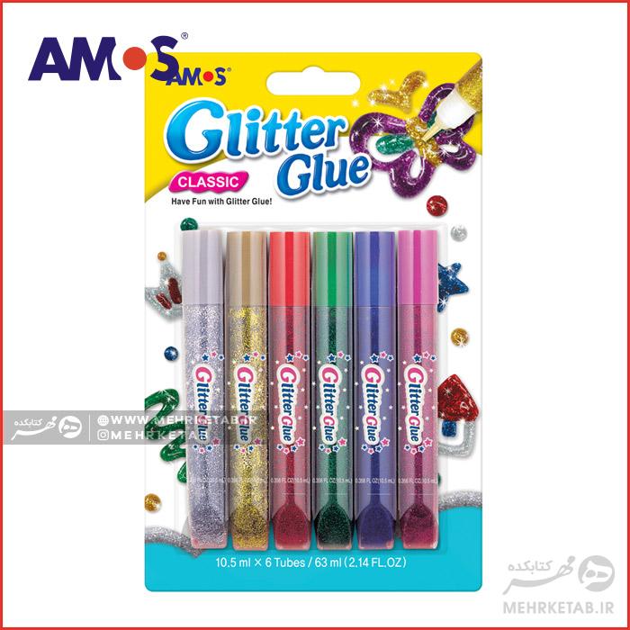 چسب اکلیلی ۶ رنگ آموس Amos Glitter Glue 6 Colors