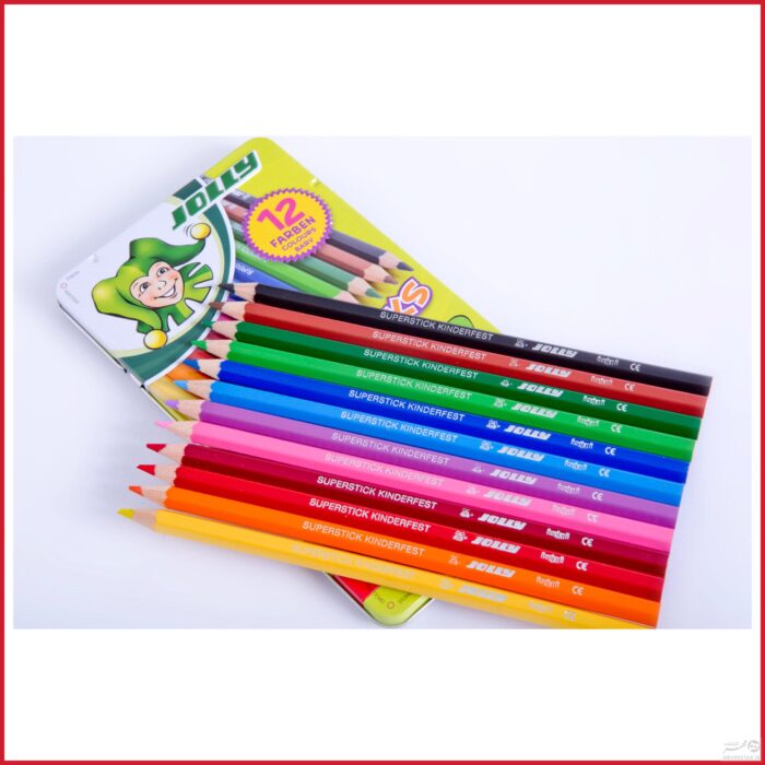 مداد رنگی ۱۲ رنگ با جعبه فلزی جولی Jolly 12C  Color Pencil - تصویر 2