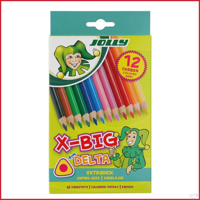 مداد رنگی ۱۲ رنگ جامبوی جولی با سطح مقطع مثلثی Jolly 12 X-BIG delta Color Pencil