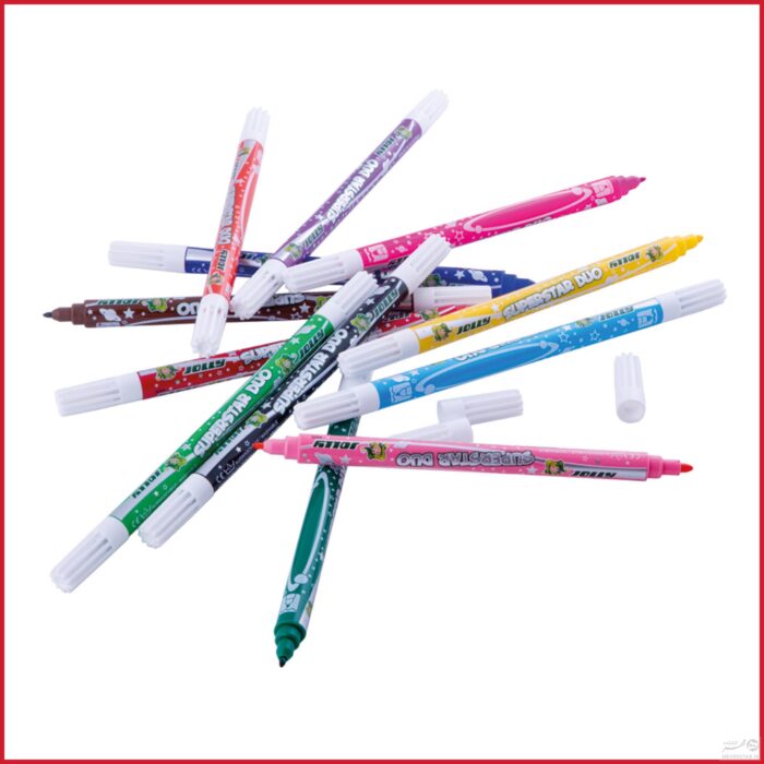 ماژیک دو سر 12 رنگ جولی مدل سوپر استار  Jolly superstars duo fibre tip pens - تصویر 2