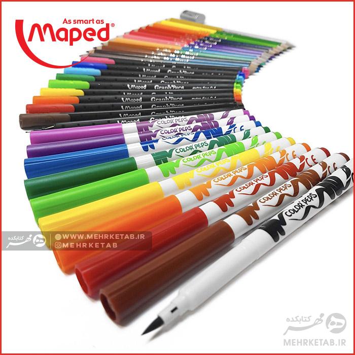 ست رنگ آمیزی ۳۳ رنگ مپد (روان نویس نوک نمدی،مدادرنگی،براش) Maped - 33 Piece Colouring Set - تصویر 2