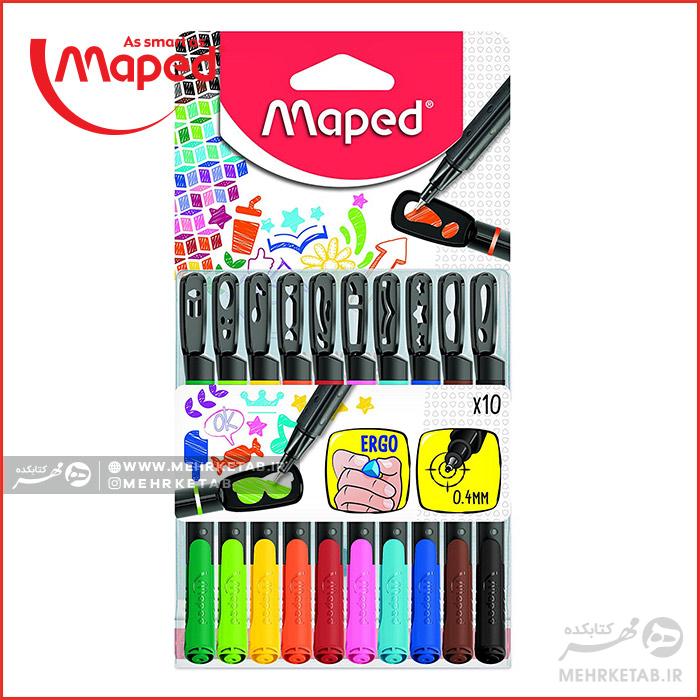 روان نویس نوک نمدی شابلون دار مپد Maped Graph 'Peps Stencil Mania Felt Tipped Pens 10C