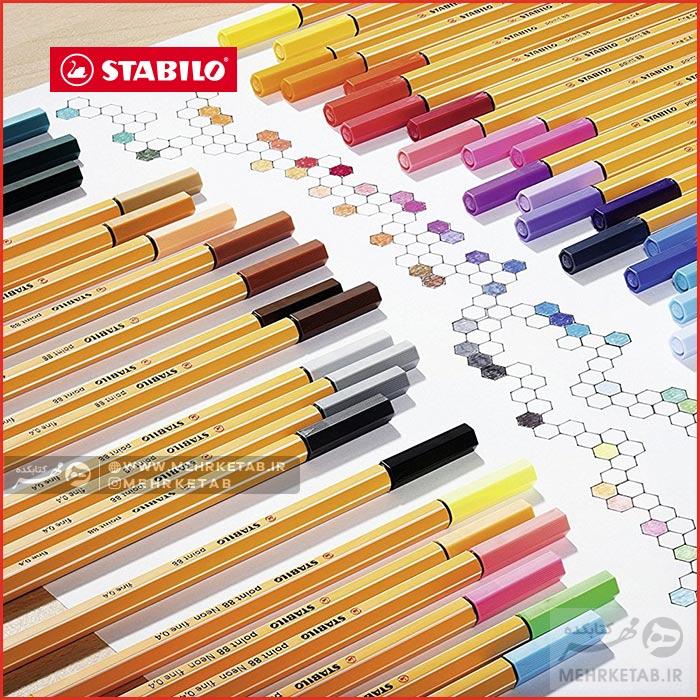 روان نویس نوک نمدی ۵۰ رنگ جعبه فلزی استابیلو STABILO Point 88 Fineliner Pen 50 - تصویر 2