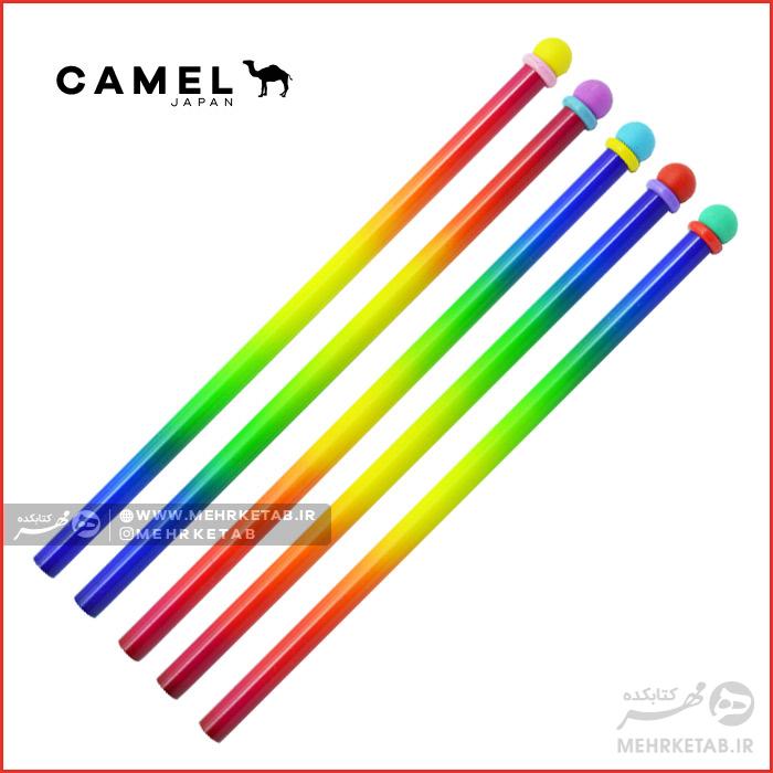 مداد بدنه رنگین کمانی پاک کن دار کمل Camel Rainbow Eraser Pencil