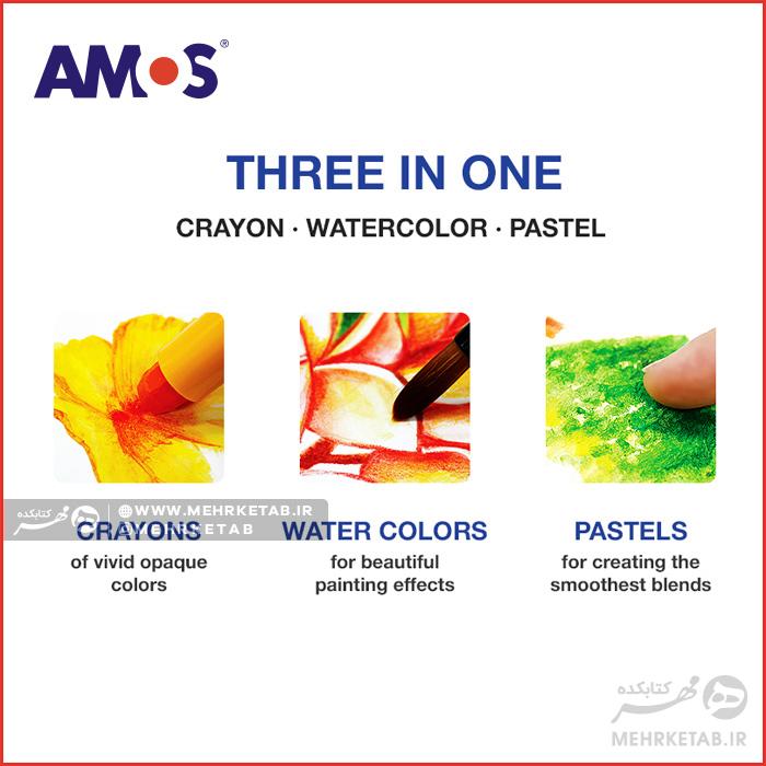 سه کاره ۶ رنگ آموس AMOS Colorix Silky Crayon 6c - تصویر 3
