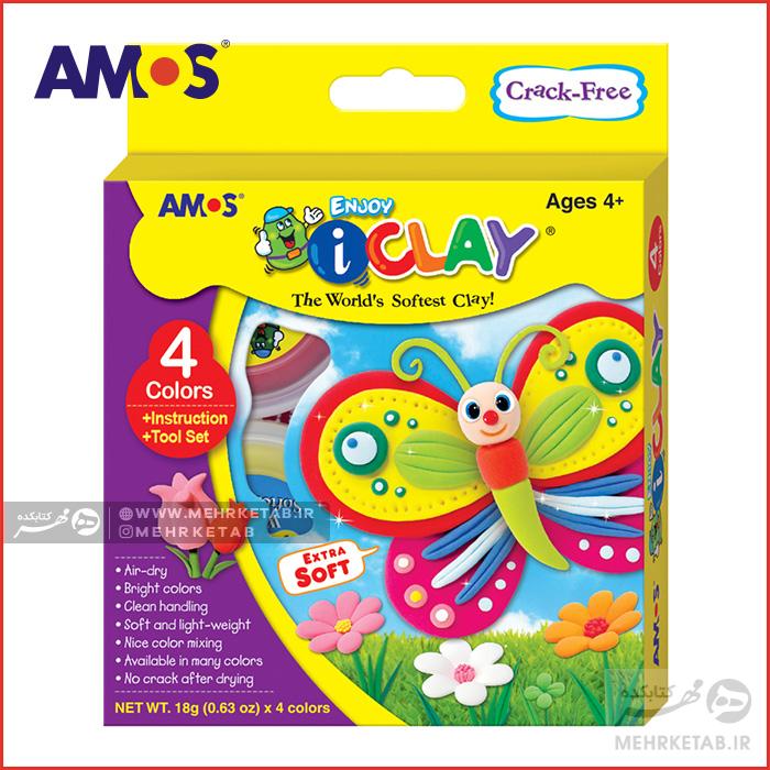 خمیر بازی ۴ رنگ (مجسمه سازی) آموس همراه ابزار AMOS i Clay 4 Colors