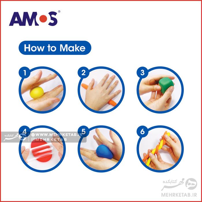 خمیر بازی ۴ رنگ نئون (مجسمه سازی) آموس همراه ابزار AMOS i Clay 4 Neon Colors - تصویر 4