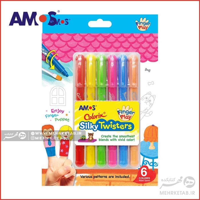 ۳ کاره مداد شمعی پاستل و آبرنگ آموس AMOS Colorix Silky Twisters