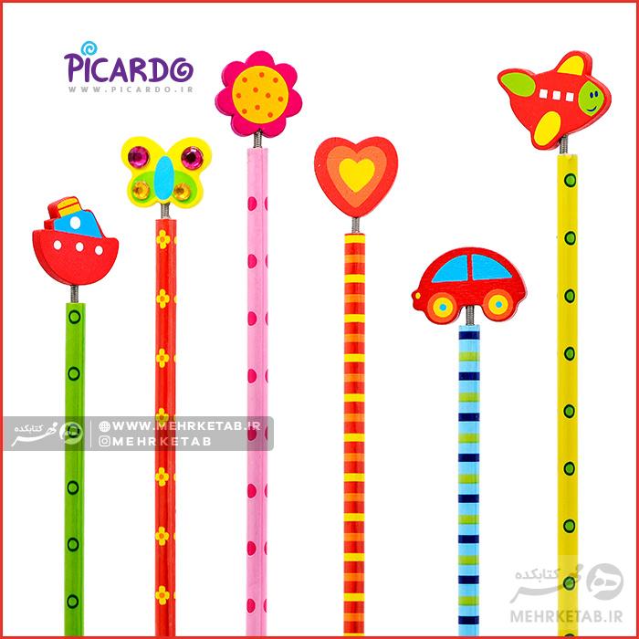 مداد فانتزی فنردار طرح ماشین و گل پیکاردو
