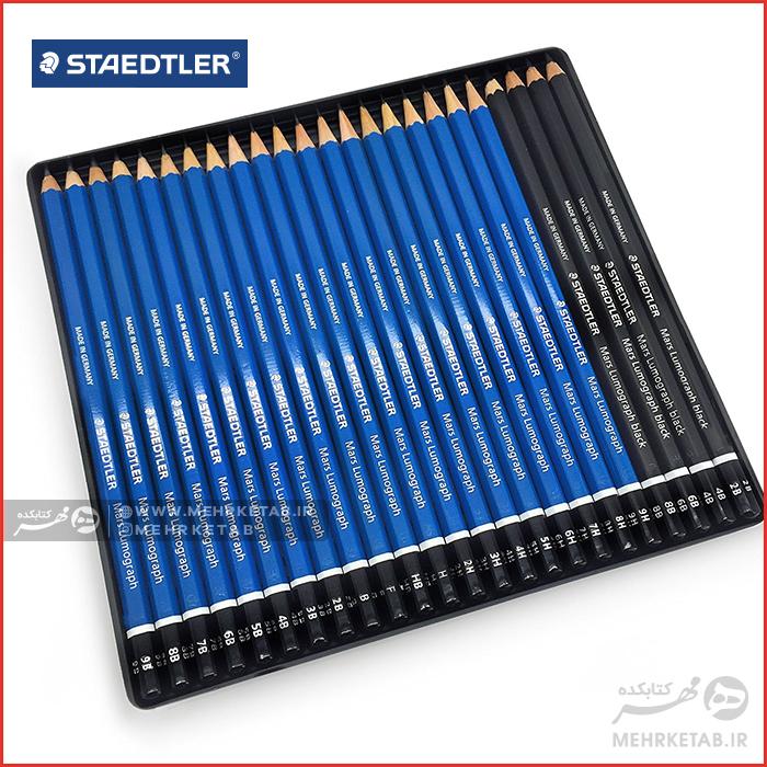 ست مداد طراحی استدلر 24 عددی Staedtler Mars Lumograph Drawing Pencils 24 - تصویر 2