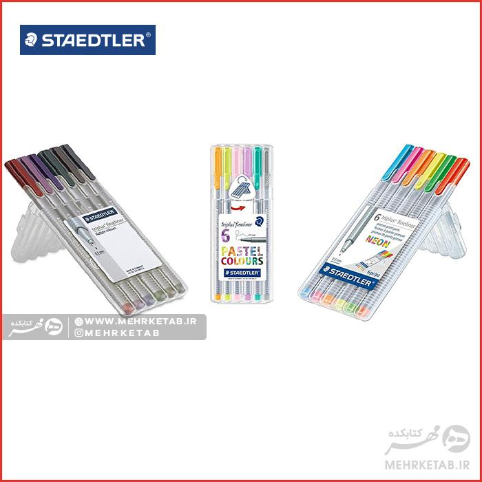 ست ۱۸ رنگ نئون، پاستلی و طبیعی نوک نمدی استدلر