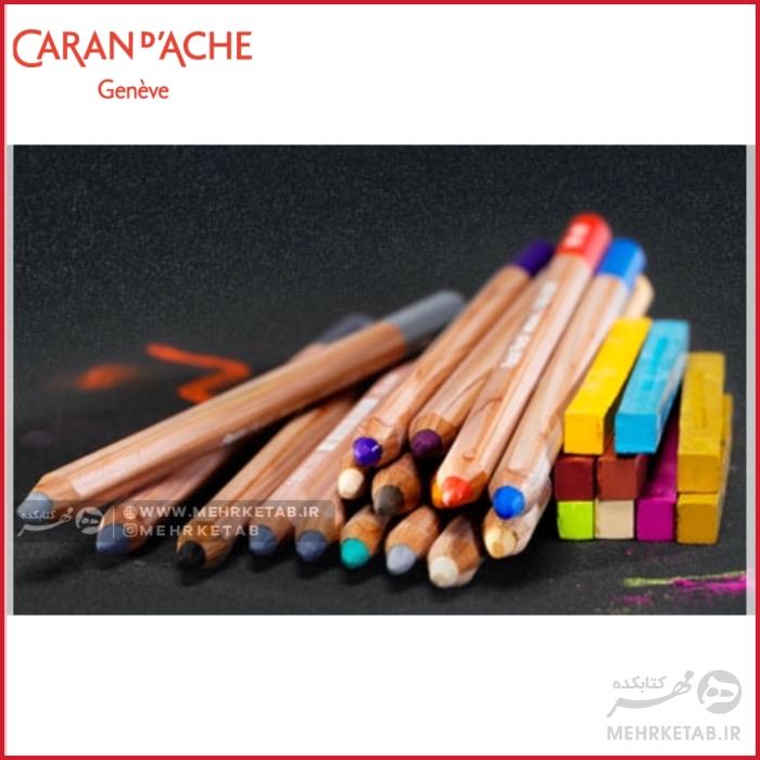 مداد و پاستل گچی 40 تکه کرن داش caran d'ache 20 pastel pencils+20 cubes - تصویر 2