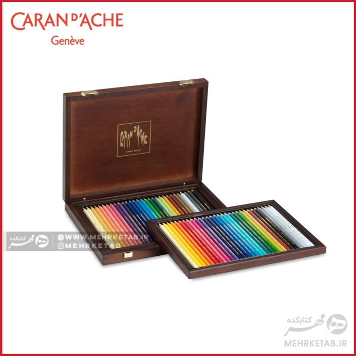 ست کادویی 60 رنگ کرن داش  Caran d'Ache Wood Gift Box - 30 Supracolor + 30 Pablo Set