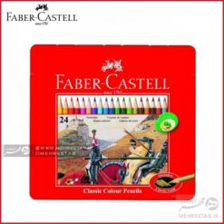 مداد رنگی 24 رنگ فابر کاستل جعبه فلزی faber castell 24 colours colour pencils