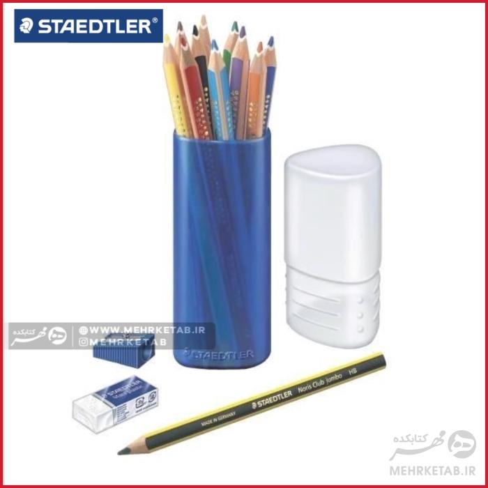 مداد رنگی جامبوی 10 رنگ استدلر staedtler jumbo coloured pencils set of 10