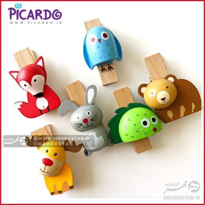 گیره چوبی پیکاردو بسته 6 عددی