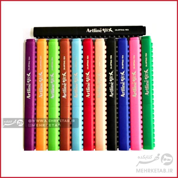 روان نویس نوک نمدی آرتلاین بسته 11+1 رنگ  artline stix fineliner 11+1 box - تصویر 2