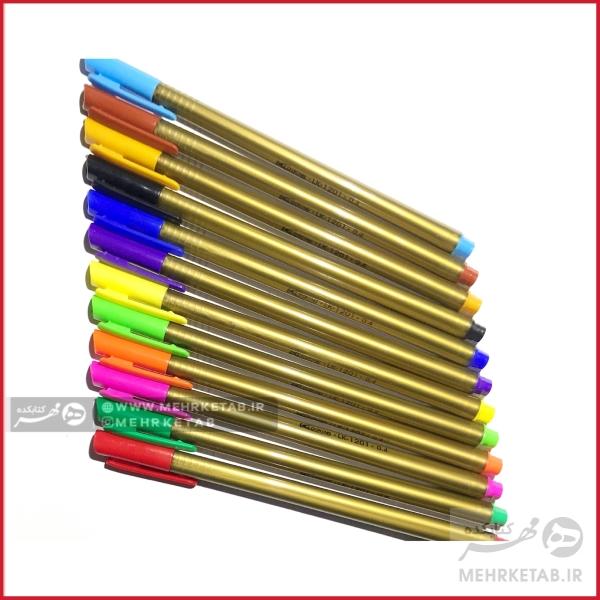 روان نویس نوک نمدی 12 رنگ لوکینگ با جامدادی looking triplus fineliner pack of 12