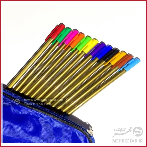 روان نویس نوک نمدی 12 رنگ لوکینگ با جامدادی looking triplus fineliner pack of 12 - تصویر 3