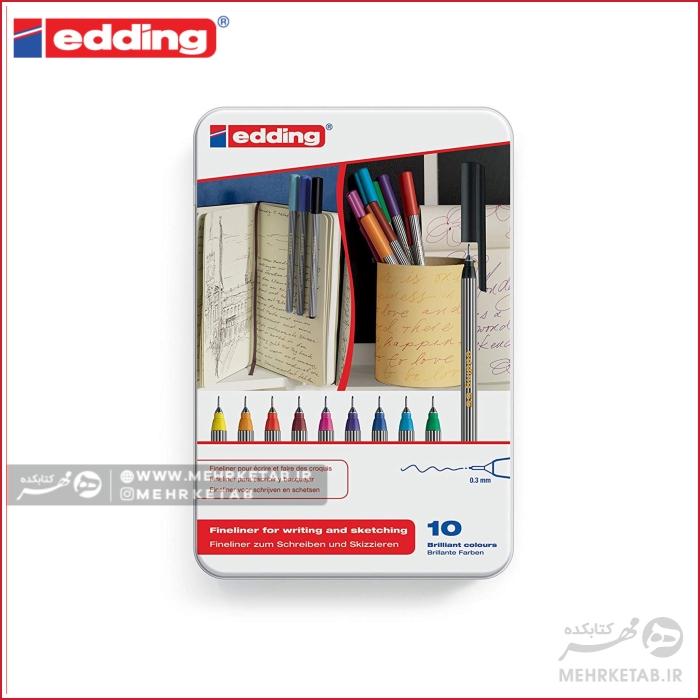 روان نویس نوک نمدی ادینگ 10 رنگ edding 55 Fineliner Pack of 10