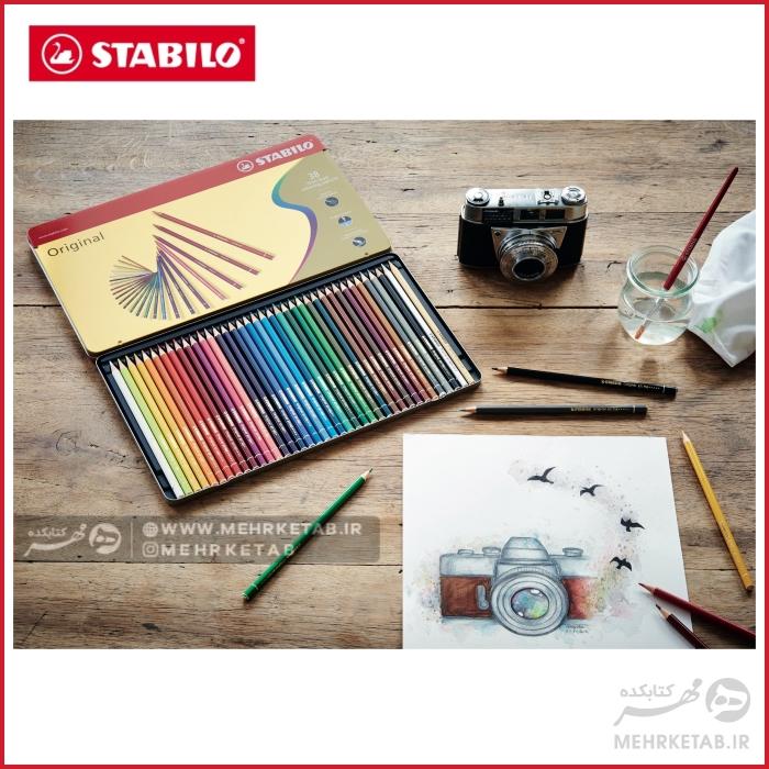 مداد رنگی حرفه ای  ۳۸ رنگ استابیلو جعبه فلزی Stabilo Metal Case with 38 Pencils - تصویر 2