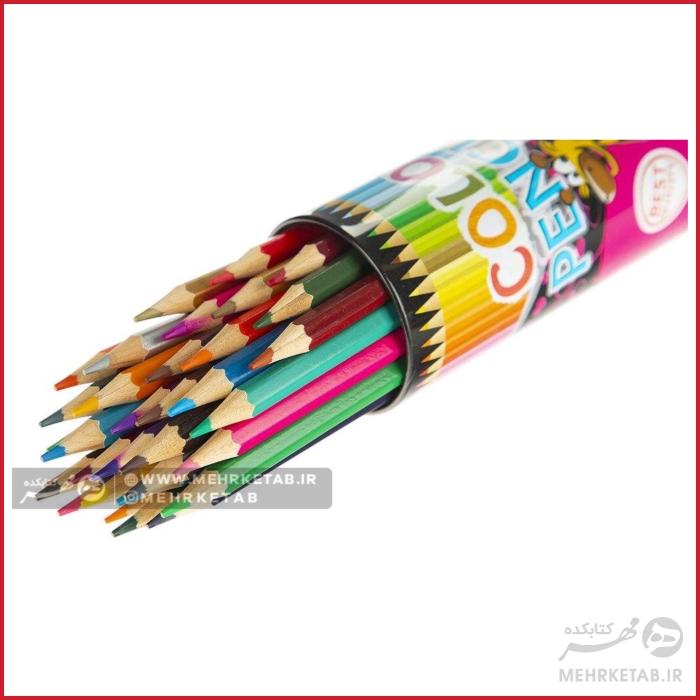مداد رنگی 36 رنگ جعبه فلزی استوانه ای اسکای - تصویر 2