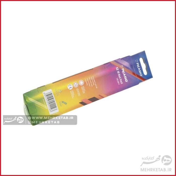 مداد تحریر پیکاسو سه وجهی پاک دار نئون با چوب مشکی بسته 12 عددی - تصویر 2