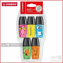 هایلایتر مینی استابیلو بسته پنج عددی STABILO mini BOSS ORIGINAL funnimals set of 5