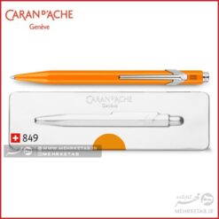خودکار کرن داش سری 849 رنگ نارنجی نئون Caran D’ache POPLINE Fluorescent Orange Ballpoint Pen, with Holder