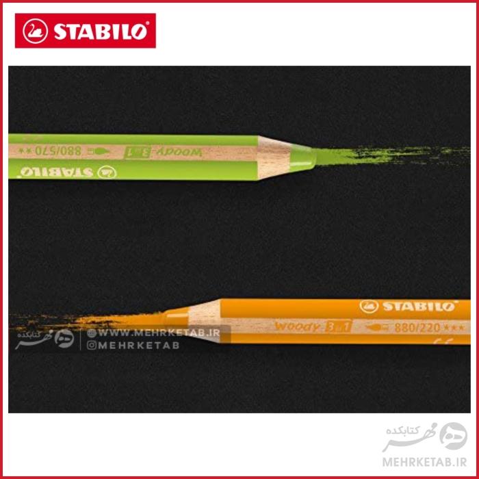 بسته شش عددی مداد سه کاره وودی استابیلو  Woody 3 in 1 - تصویر 4