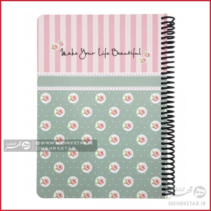 دفتر کلاسیک pink flowers  و ست فولدر و دفتر گلهای صورتی - تصویر 2