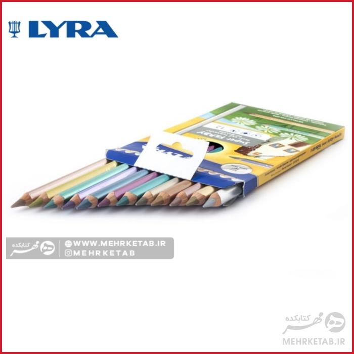 مداد رنگی متالیک مدل سوپرفربی 12 عددی لیرا  LYRA Super Ferby Metallic pencil-12 - تصویر 3
