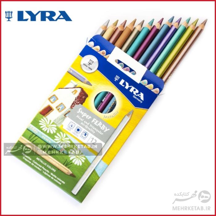 مداد رنگی متالیک مدل سوپرفربی 12 عددی لیرا  LYRA Super Ferby Metallic pencil-12