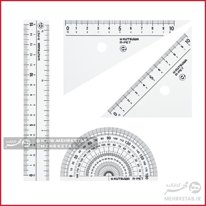 ست پرگار و خط کش و گونیا و نقاله کوتساوا Kutsuwa COMPASS SET - تصویر 2