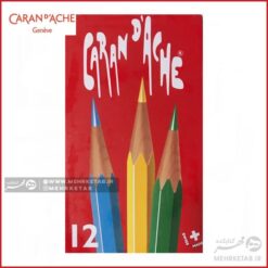 مداد رنگی 12 رنگ جعبه فلزی کرن داش Caran d Ache 12 colour pencils