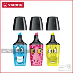هایلایتر مینی استابیلو بسته سه عددی مدل فانیمال صورتیSTABILO 3 mini BOSS ORIGINAL funnimals