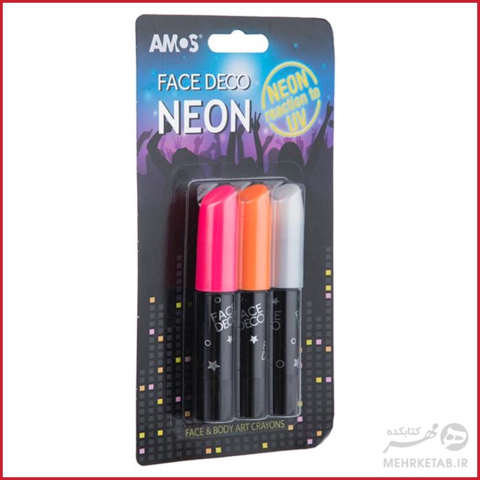 پاستل گریم صورت آموس مدل Face Deco Neon بسته 3 رنگ - تصویر 3