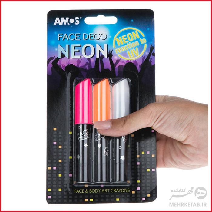 پاستل گریم صورت آموس مدل Face Deco Neon بسته 3 رنگ - تصویر 2