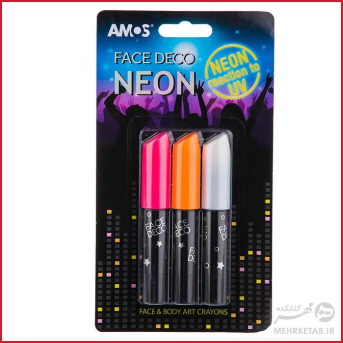 پاستل گریم صورت آموس مدل Face Deco Neon بسته 3 رنگ